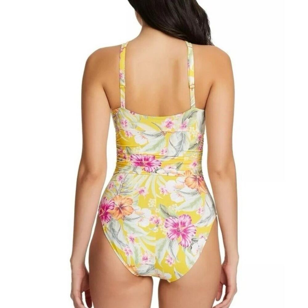 BLEU BY ROD BEATTIE Swimsuit Size 14 Paradiso High Neck Keyhole One-Piece NWT - Picture 2 of 16